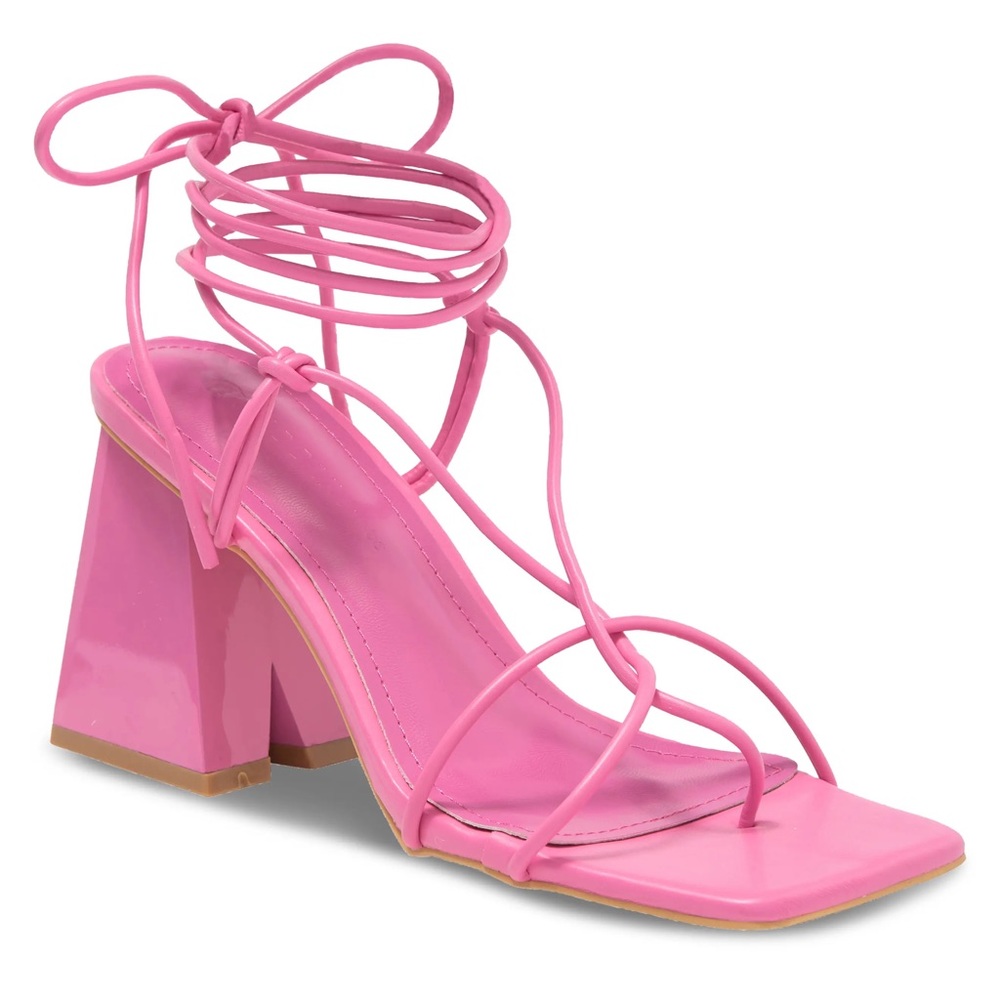 NEW Pink Strappy Block Heel Sandals